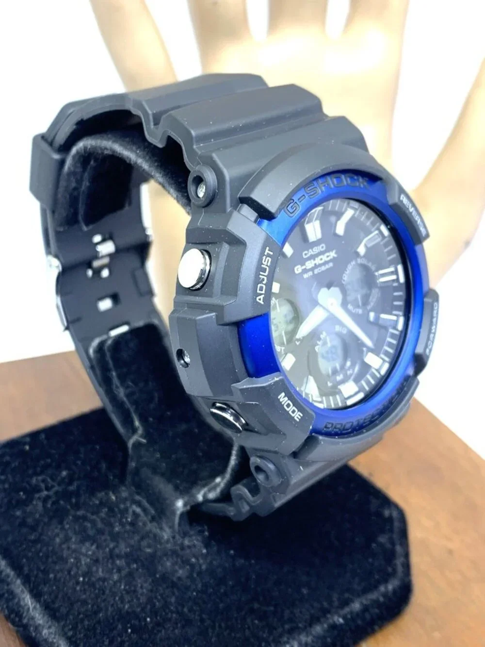 Casio Mens Watch G-Shock GAS100 Black Blue Resin Analog Digital Tough Solar 5445